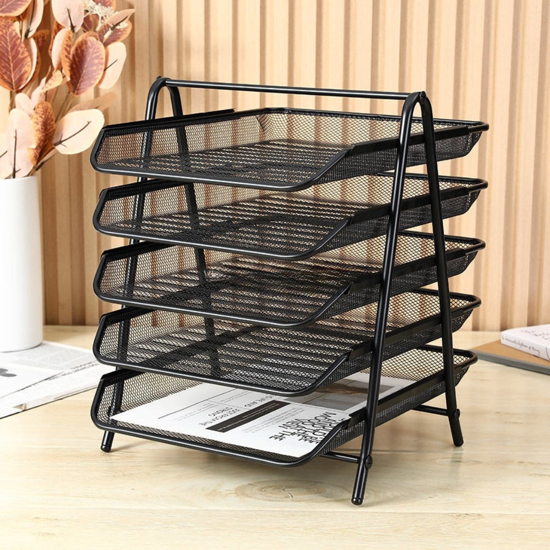Desk Paper Organizer with Sliding Trays