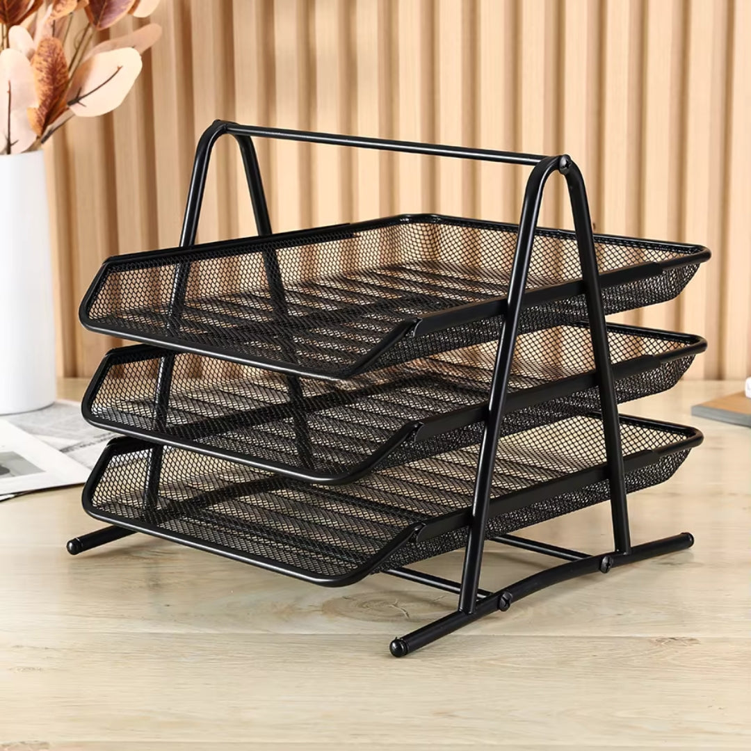 Desk Paper Organizer with Sliding Trays