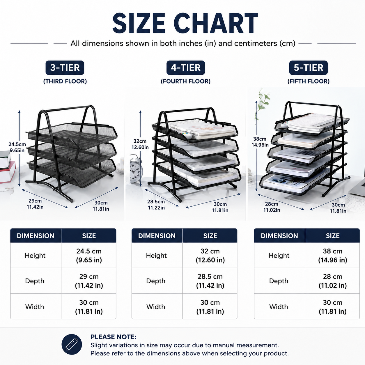 Desk Paper Organizer with Sliding Trays