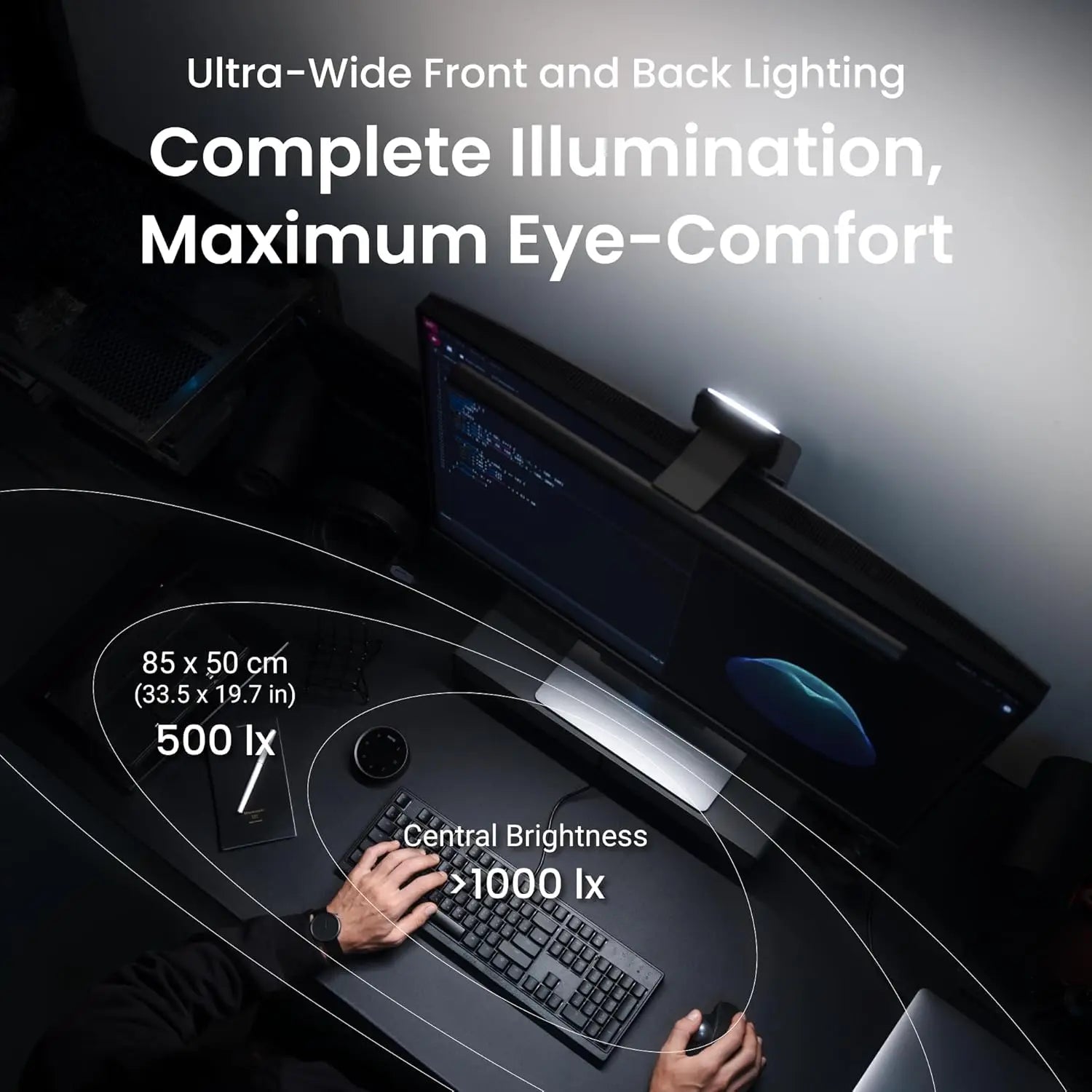 BenQ ScreenBar Halo 2 LED Monitor Light Bar - Wireless Controller, Backlight, Motion Sensor, Adjustable Brightness/Color Tempera