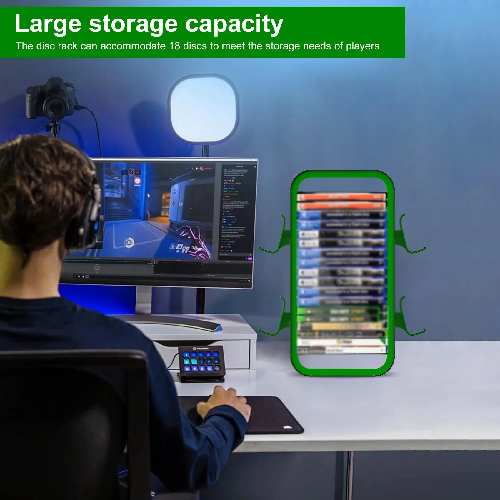 LinYuvo Game Storage Tower - Universal Video Game Organizer for PS4, PS5, Xbox, Switch and Blu-Ray - Holds 18 Disks KP06
