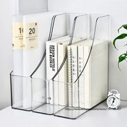 Minimalist Clear Plastic Office Desk Magazine Organizer with Single Slot for File and Book Storage