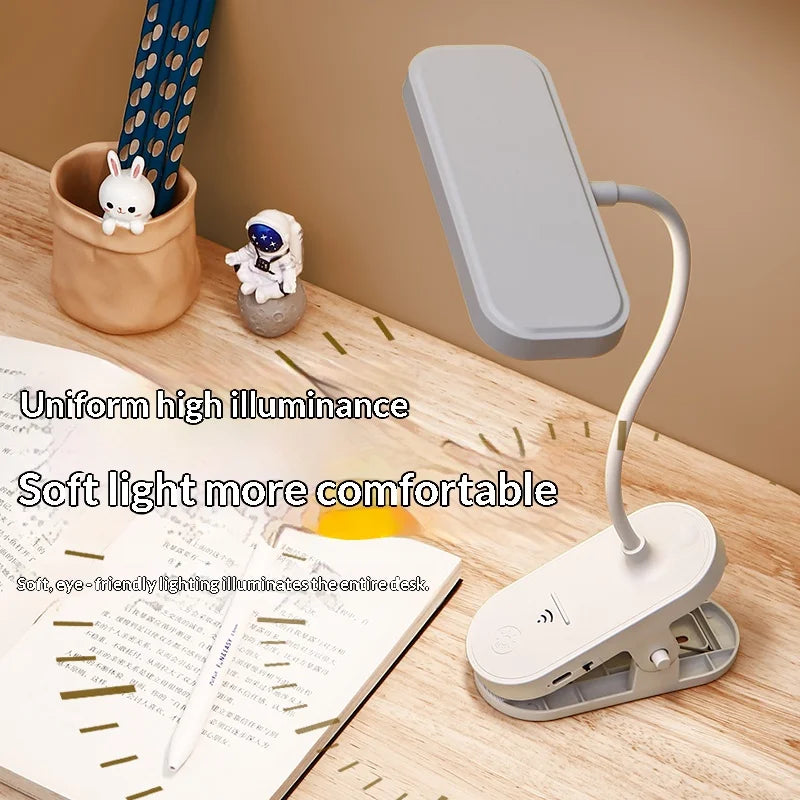 USB Rechargeable Clip-on LED Desk Lamp, Eye-Caring Reading Light for Students, Dorm Bedroom Desk Study Office Portable Lamp