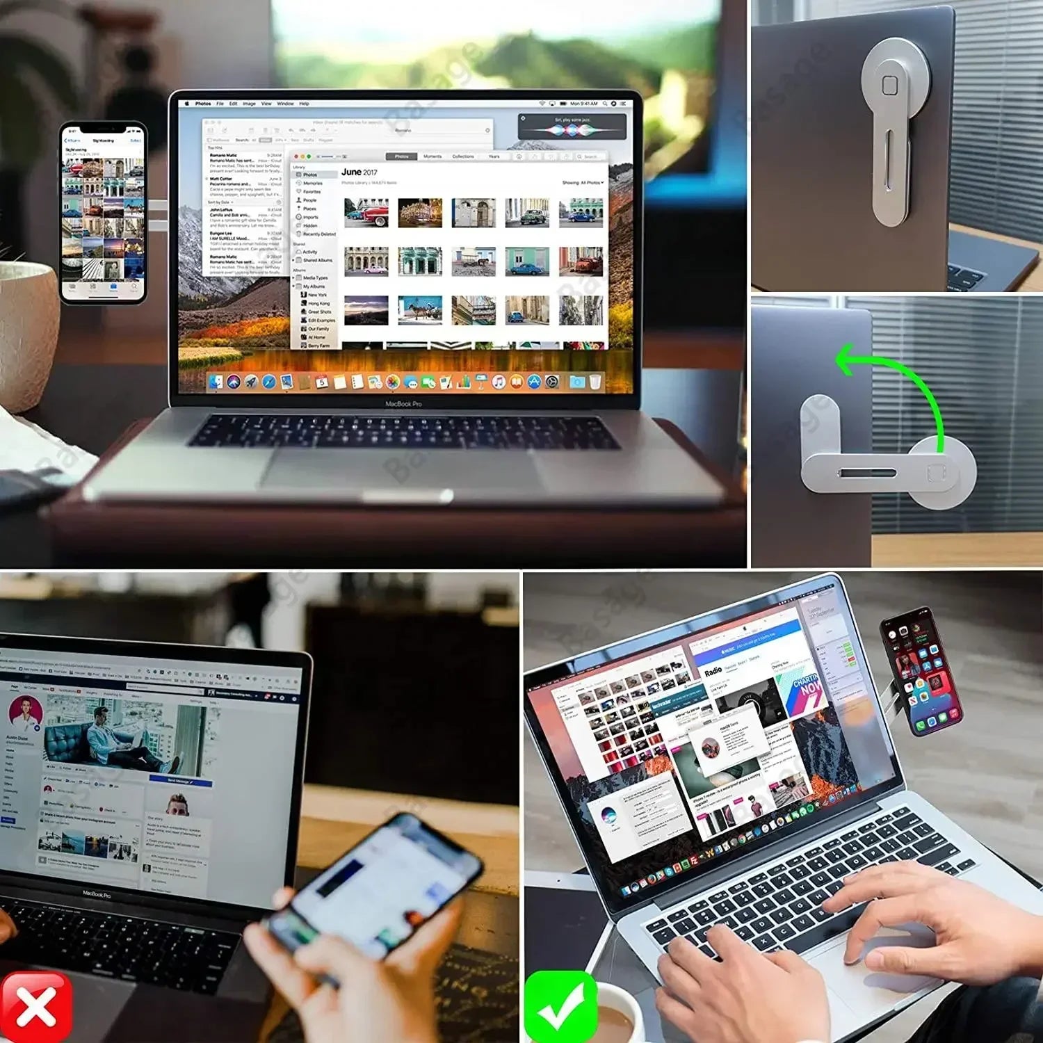 2025 Magnetic Laptop Phone Holder Computer Monitor Side Cell Phone Slim Foldable For iPhone 14 13 12 Series Case and All Phone