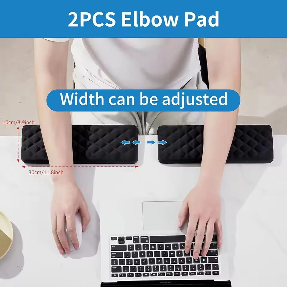 2 Pack L-Shaped Keyboard Mouse Pad Memory Foam Elbow Pillow Ergonomic Desk Edge Cushion Keyboard Wrist Rest Pad for Gaming Office