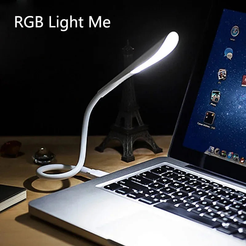 Mini Portable Laptops USB LED Light BendableTable Desk Lamp for Reading Work Power Bank Camping PC Laptops Book Night Lighting