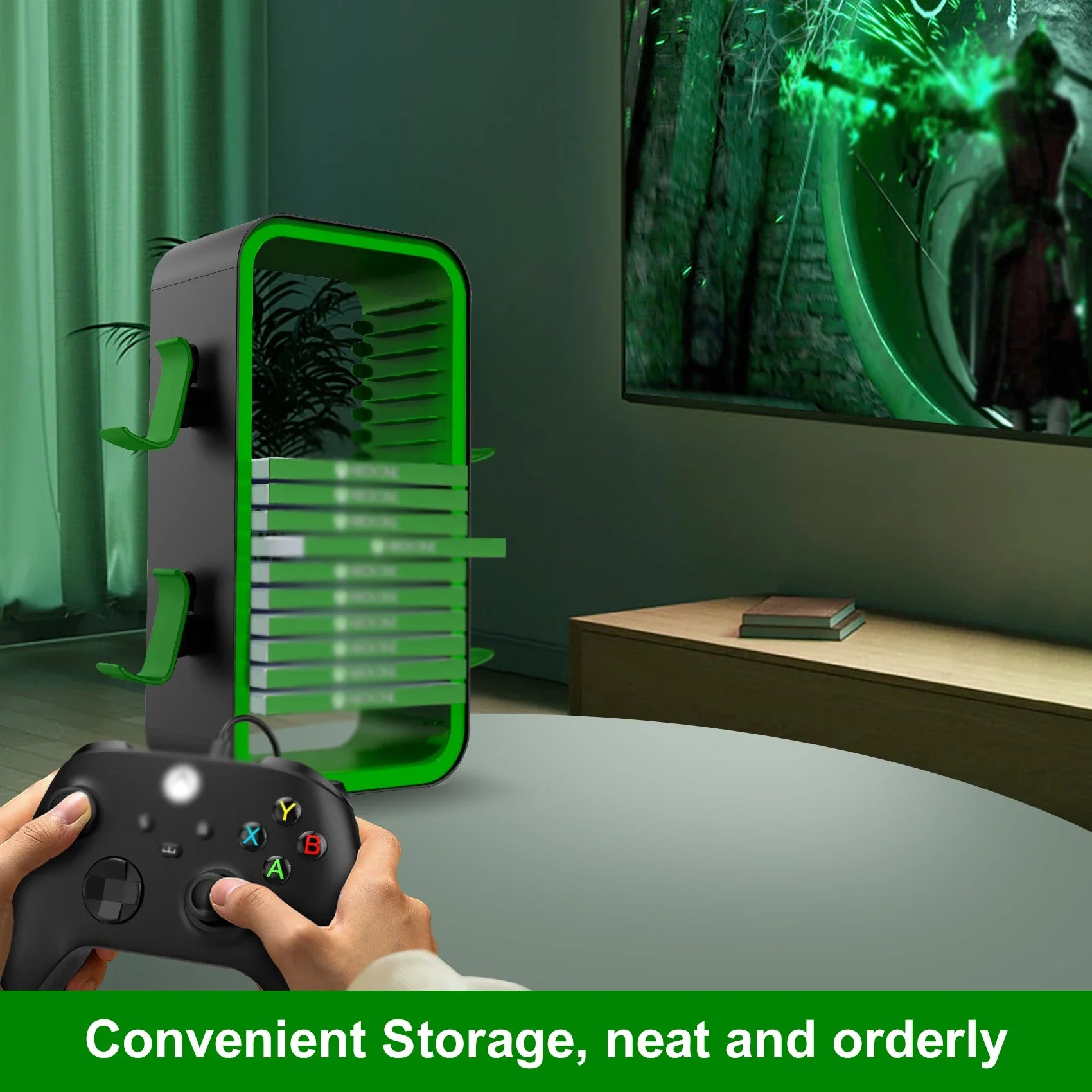 LinYuvo Game Storage Tower - Universal Video Game Organizer for PS4, PS5, Xbox, Switch and Blu-Ray - Holds 18 Disks KP06