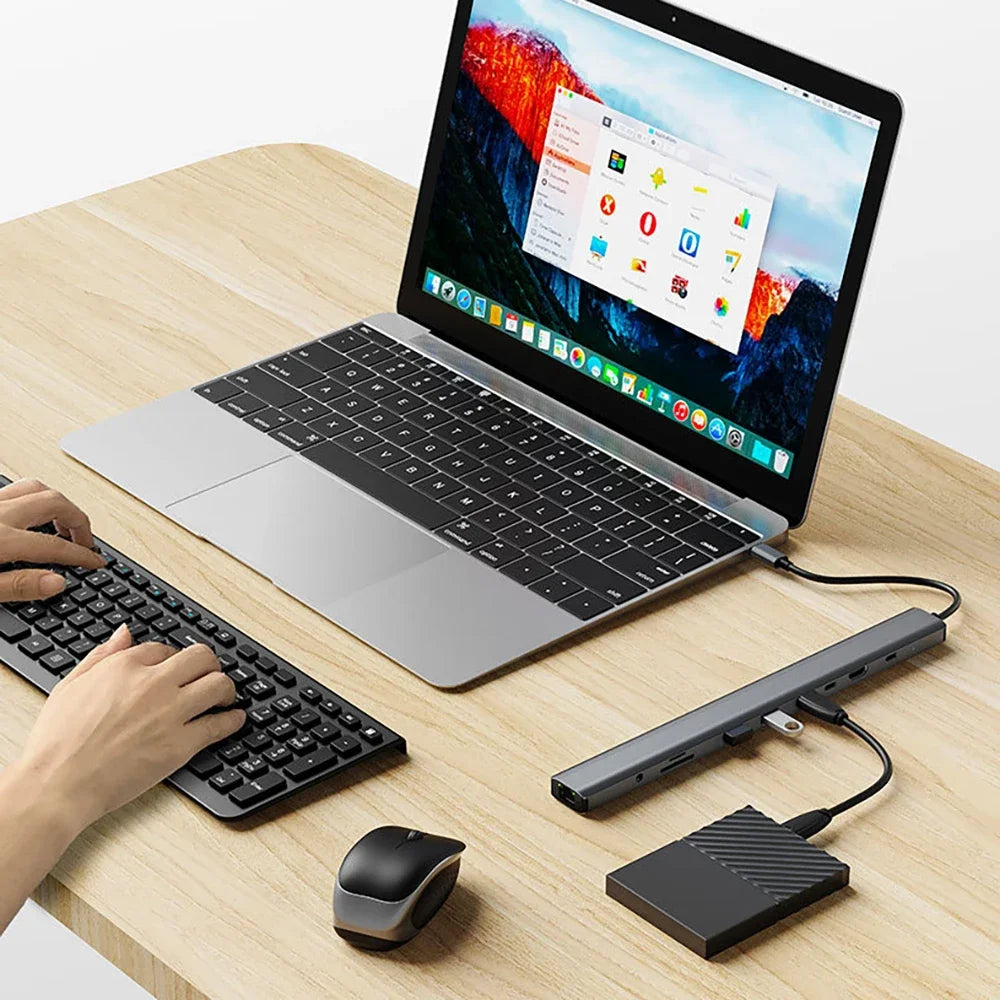 10-in-1 HUB Expandable Hub 3.0 Laptop Docking Station Desktop Stand with Type-C and Thunderbolt 4 for USB Ports and Ethernet
