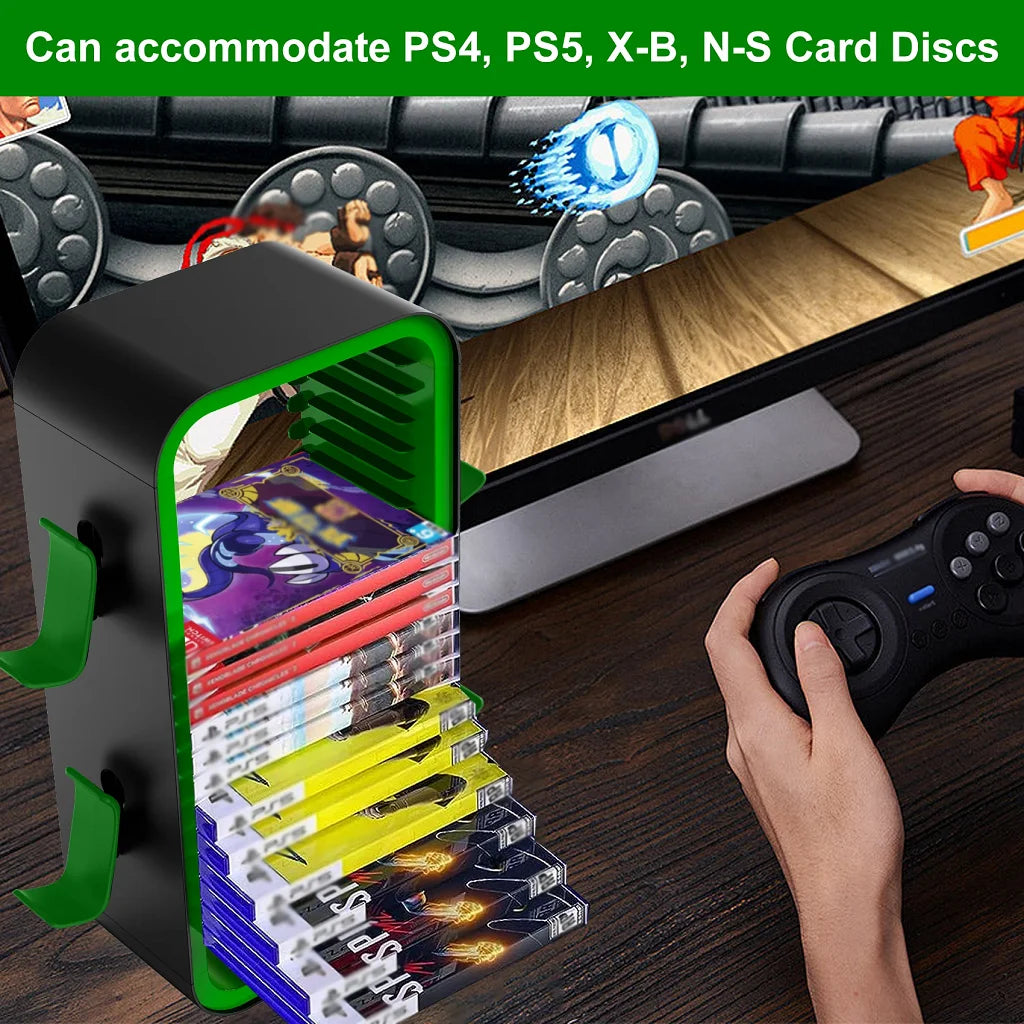 LinYuvo Game Storage Tower - Universal Video Game Organizer for PS4, PS5, Xbox, Switch and Blu-Ray - Holds 18 Disks KP06