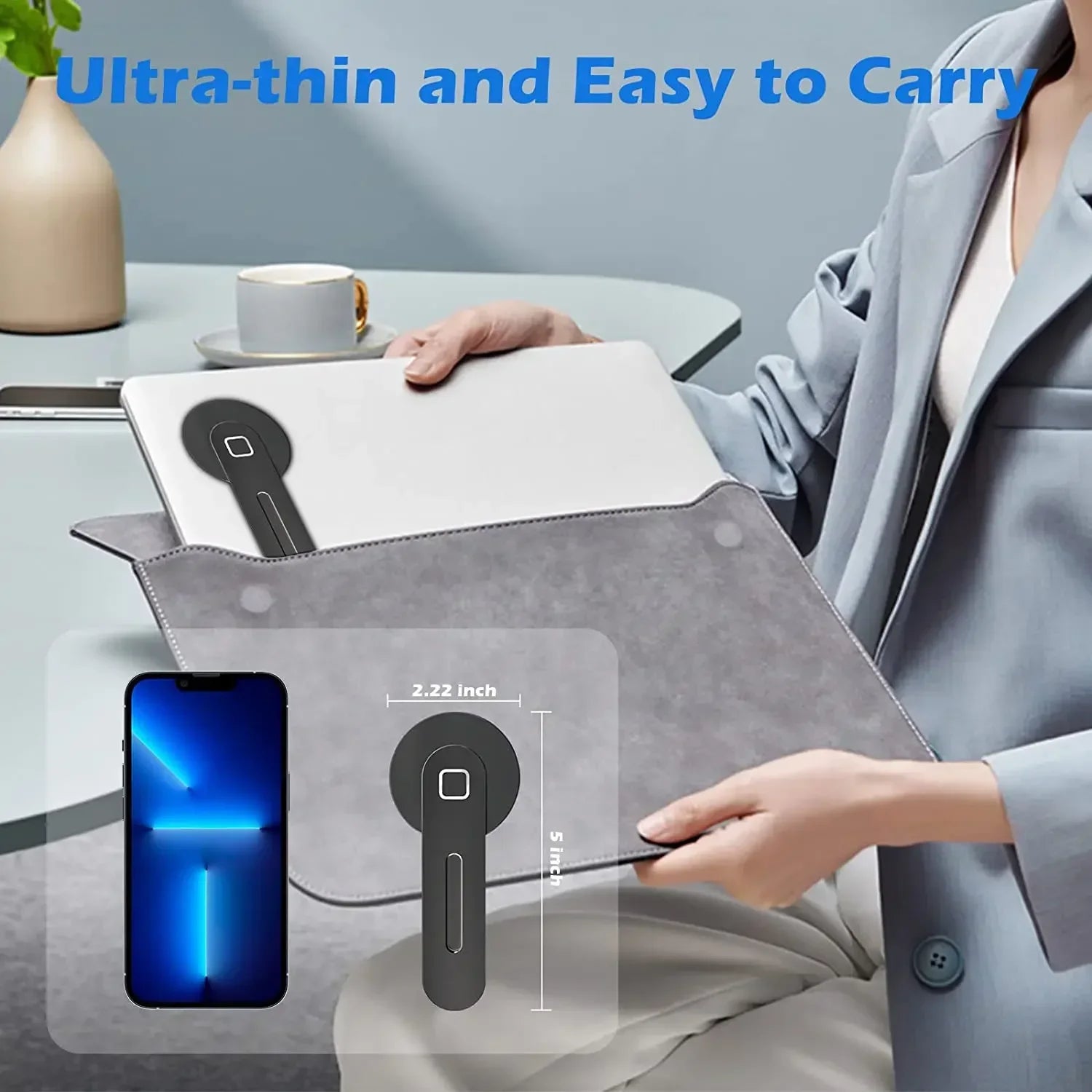 2025 Magnetic Laptop Phone Holder Computer Monitor Side Cell Phone Slim Foldable For iPhone 14 13 12 Series Case and All Phone