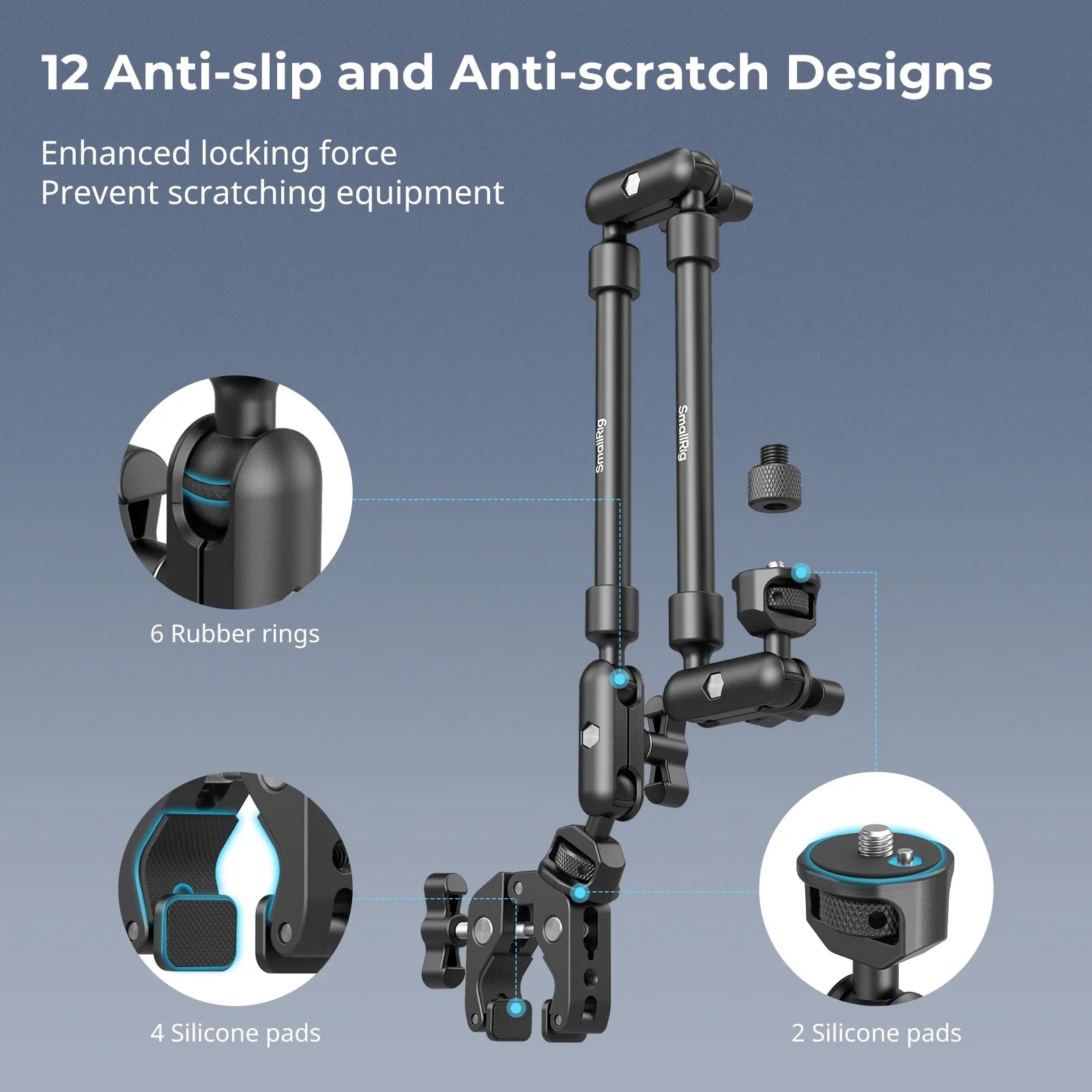 SmallRig Desktop Shooting Magic Arm with Crab Clamp Kit, Adjustable Magic Arm for Smartphones, Webcams and Action Cameras 4766