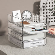 4-Tier Desk Paper Storage Rack, Stackable Desktop Paper Storage Tray, Great for Office Supplies, A4 Storage (Transparent, 4-Tier