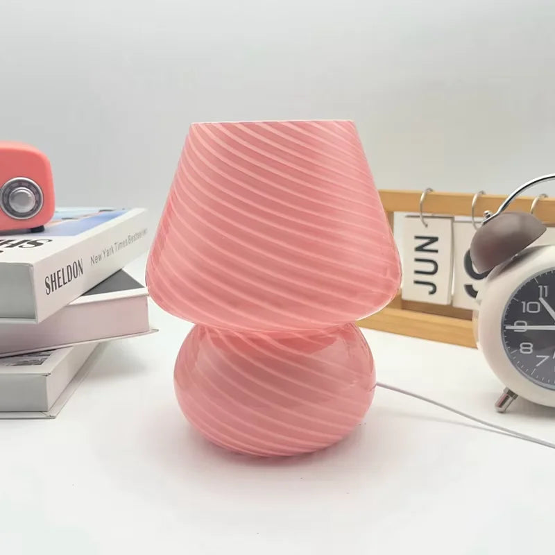Mushroom LED Glass Table Lamp USB Dimming For Home Study Desk Atmosphere Light Bedroom Bedside Decoration Night Light Table Lamp