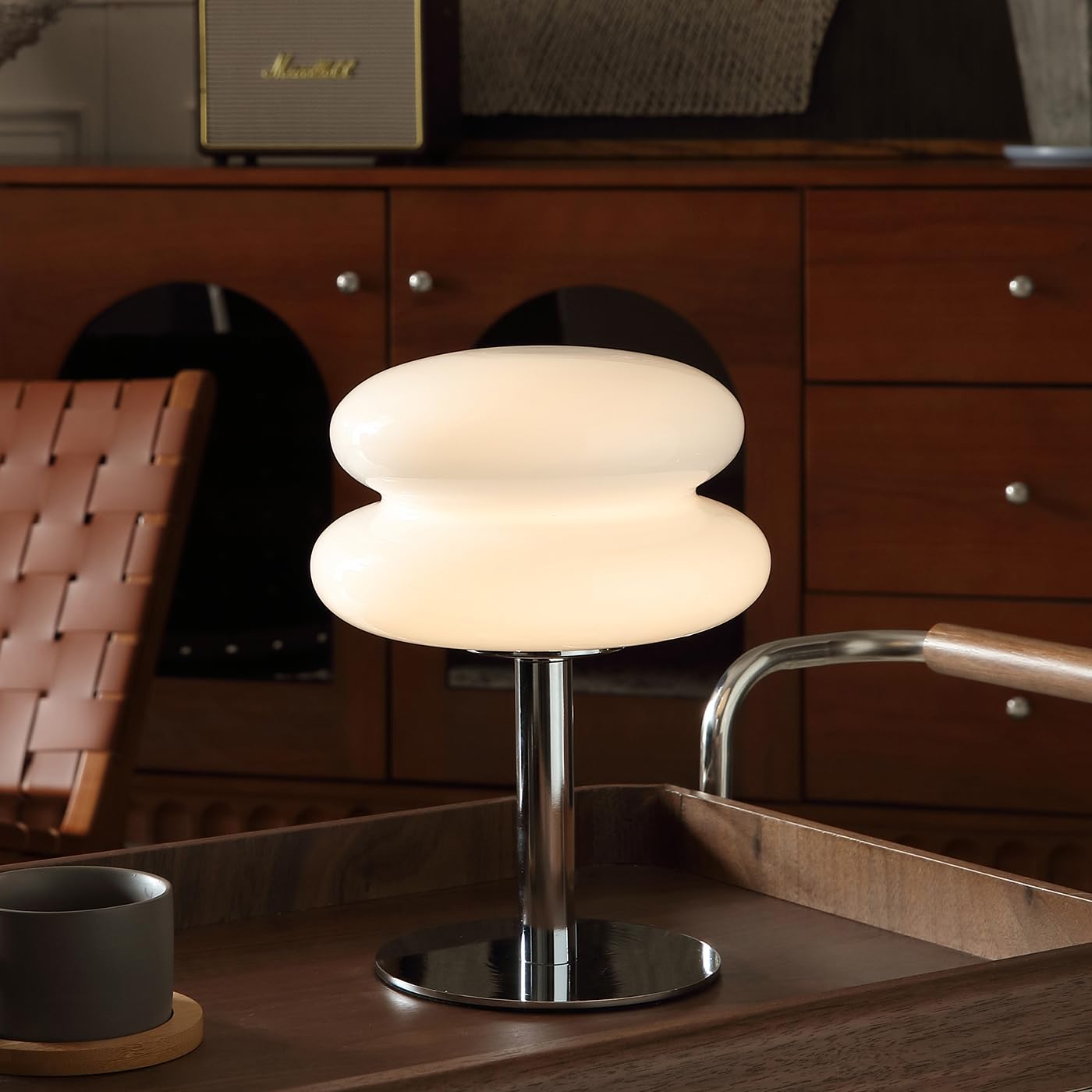 Glass Mushroom Lamp with Dimmable Light