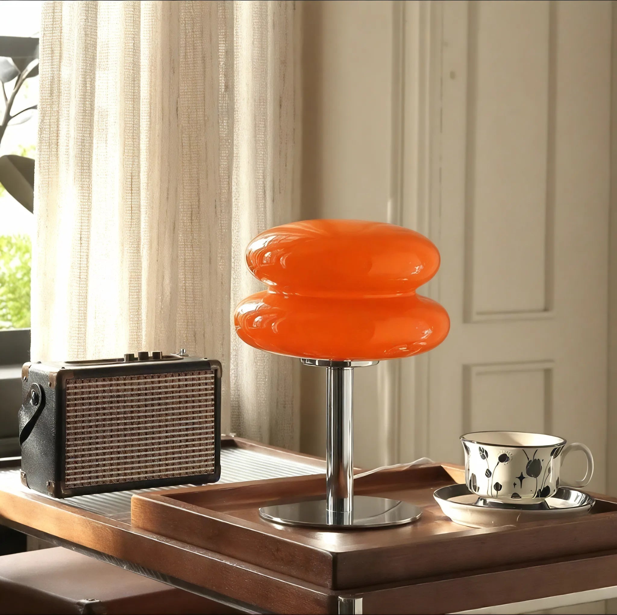 Glass Mushroom Lamp with Dimmable Light