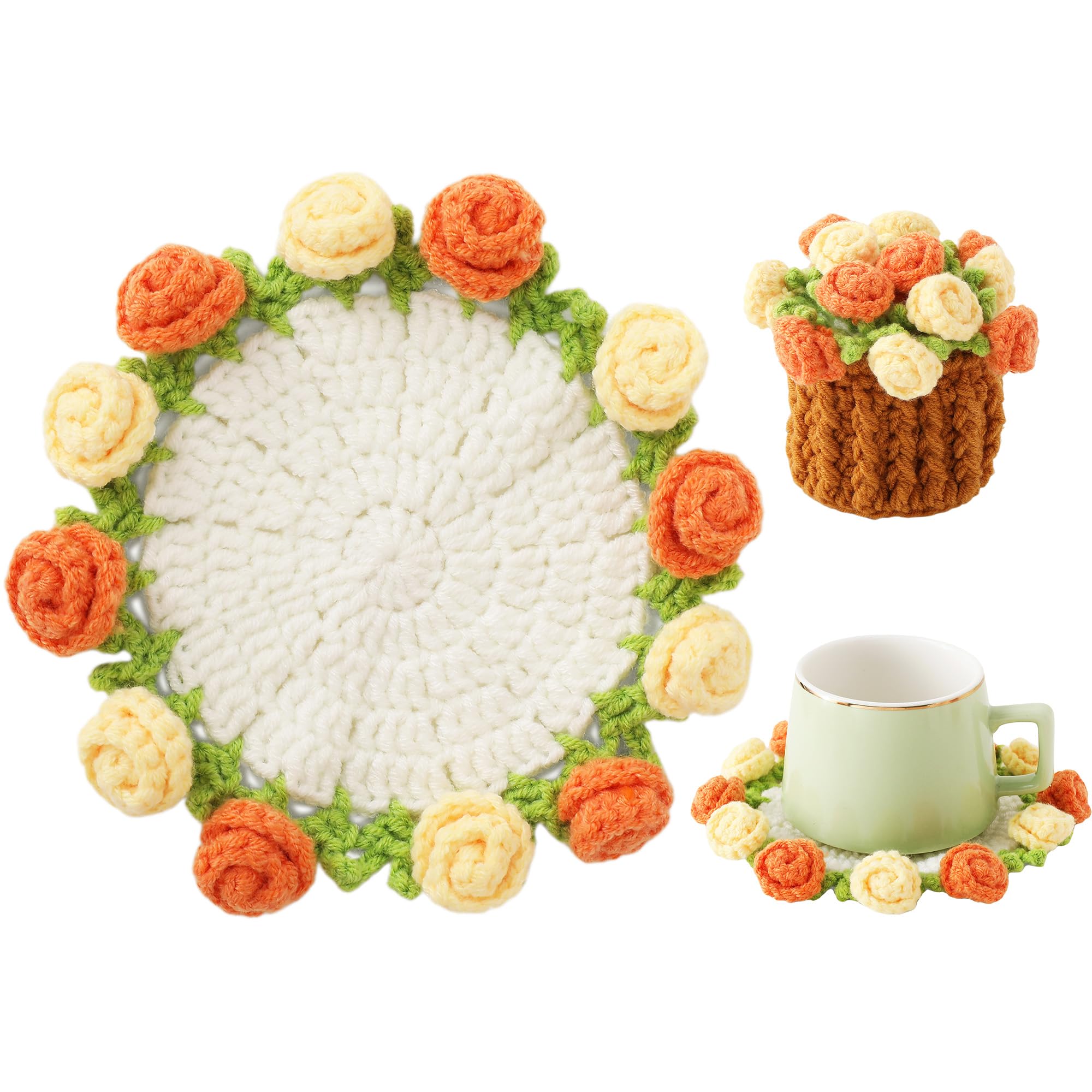 Crochet Rose Coasters