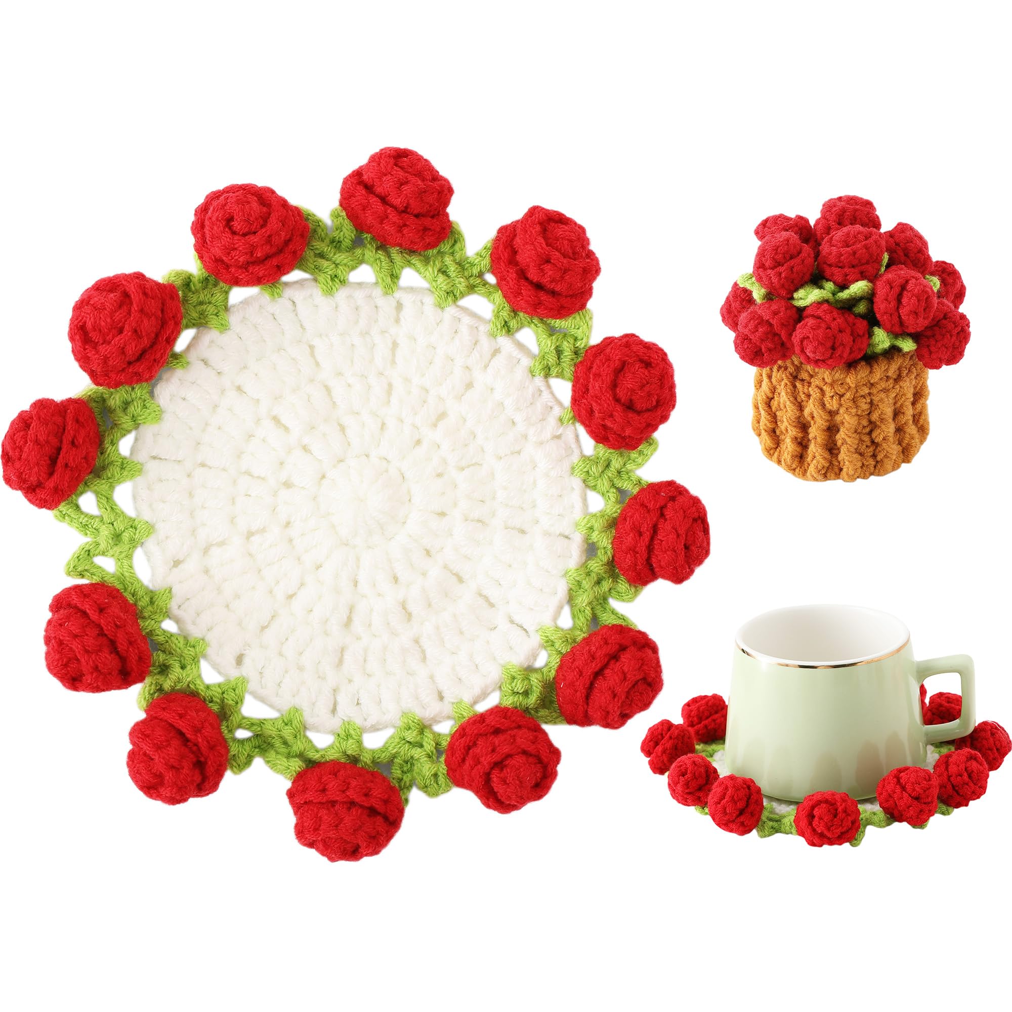 Crochet Rose Coasters