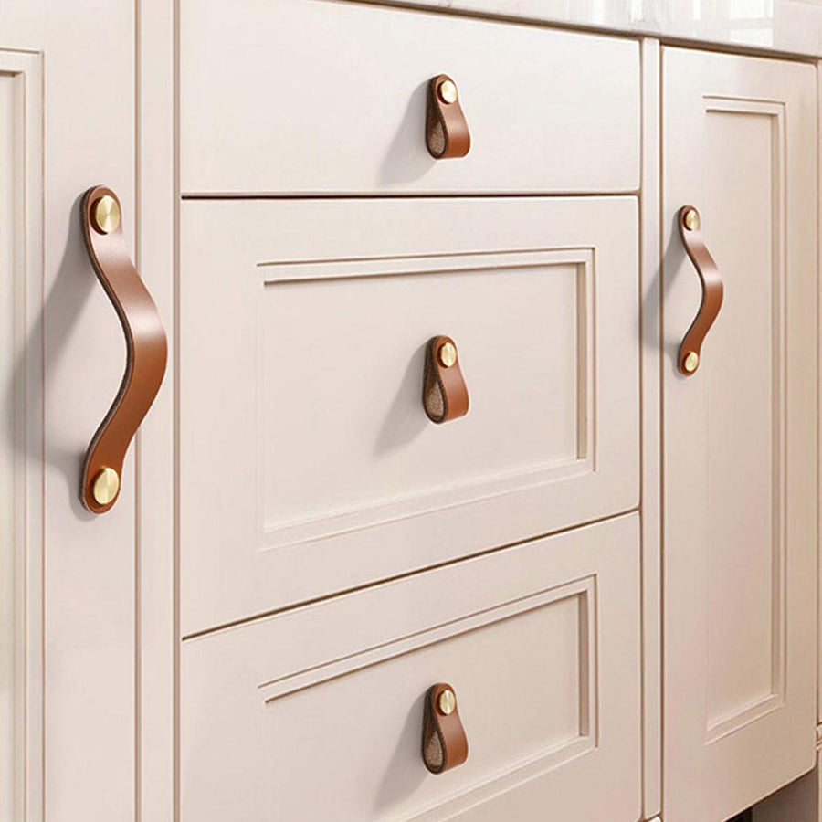 Luxury Leather Cabinet Drawer Pulls (4Pcs)