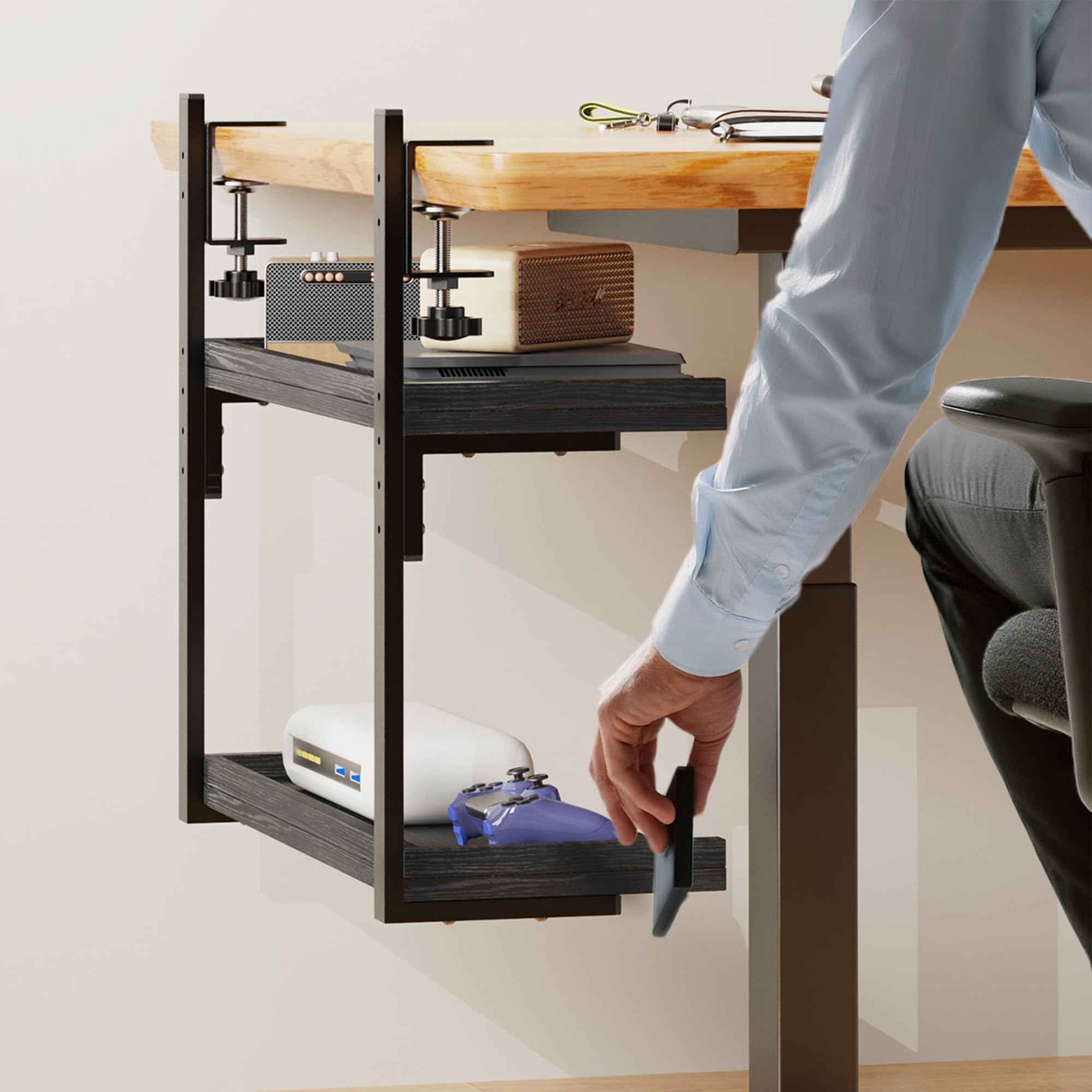 Clamp On Desk Shelf 2-Tier
