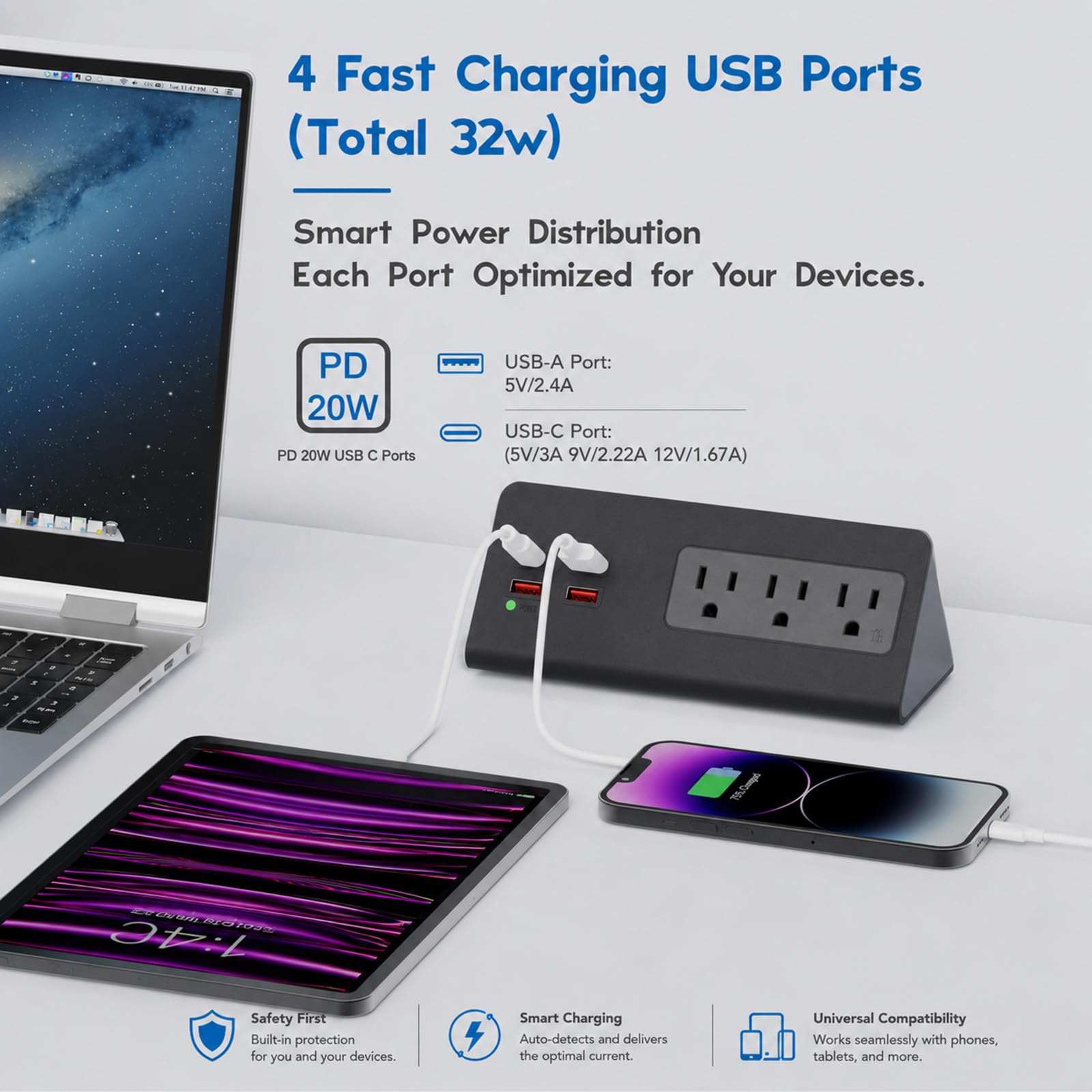 Office Object™ Desk Clamp Power Strip