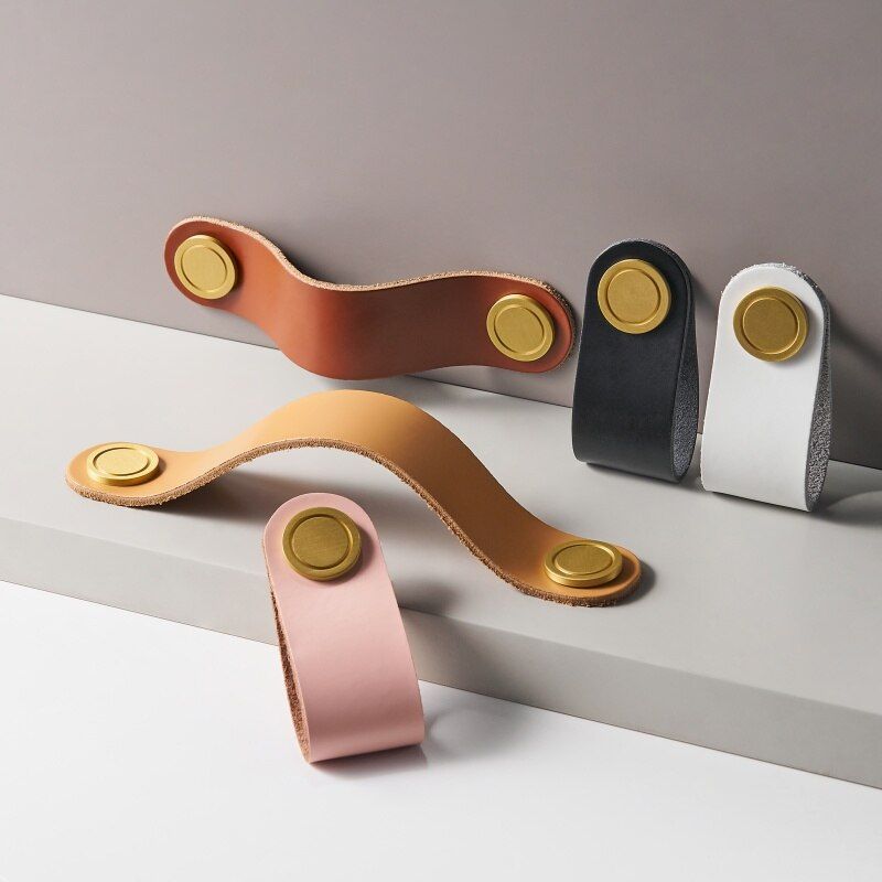 Luxury Leather Cabinet Drawer Pulls (4Pcs)