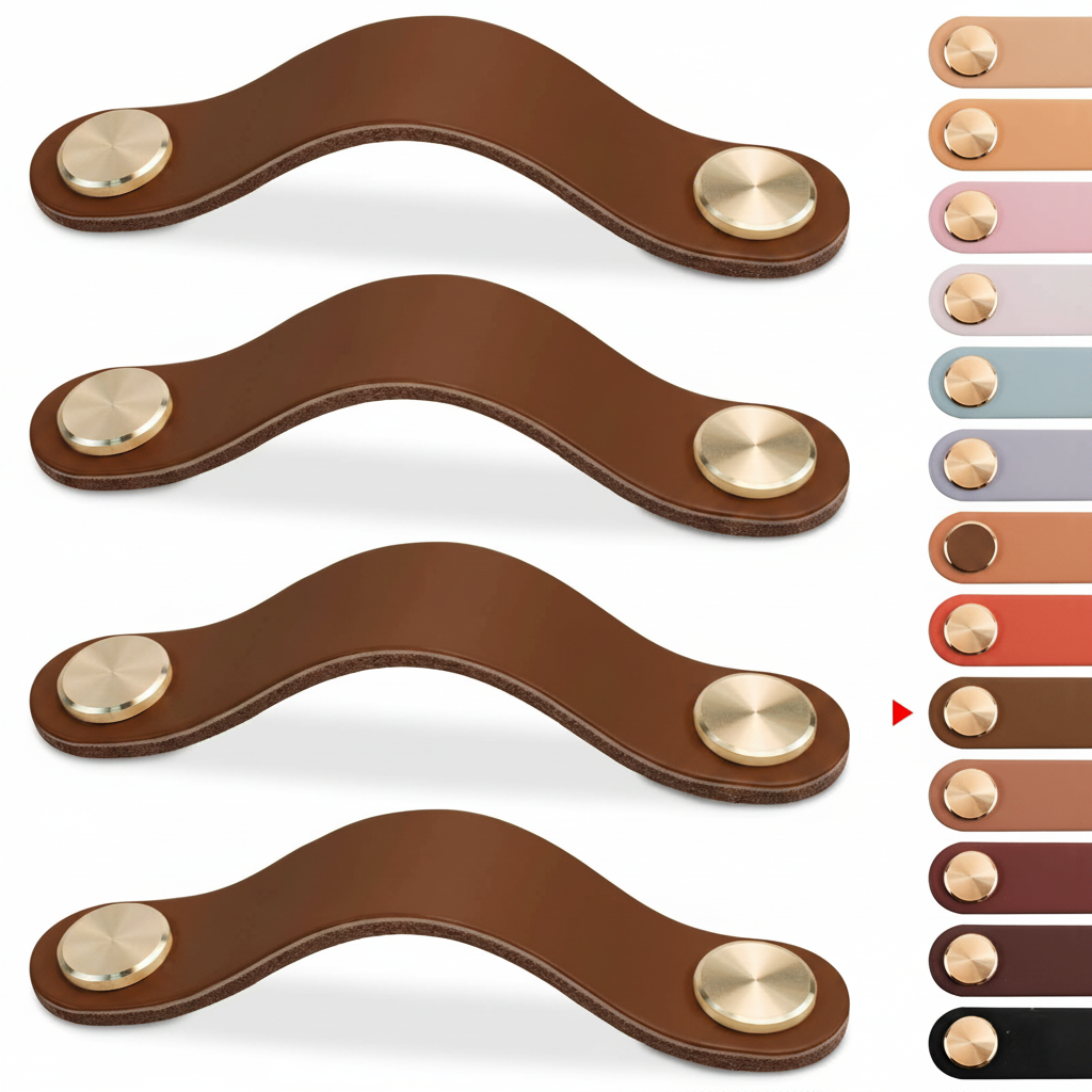 Luxury Leather Cabinet Drawer Pulls (4Pcs)