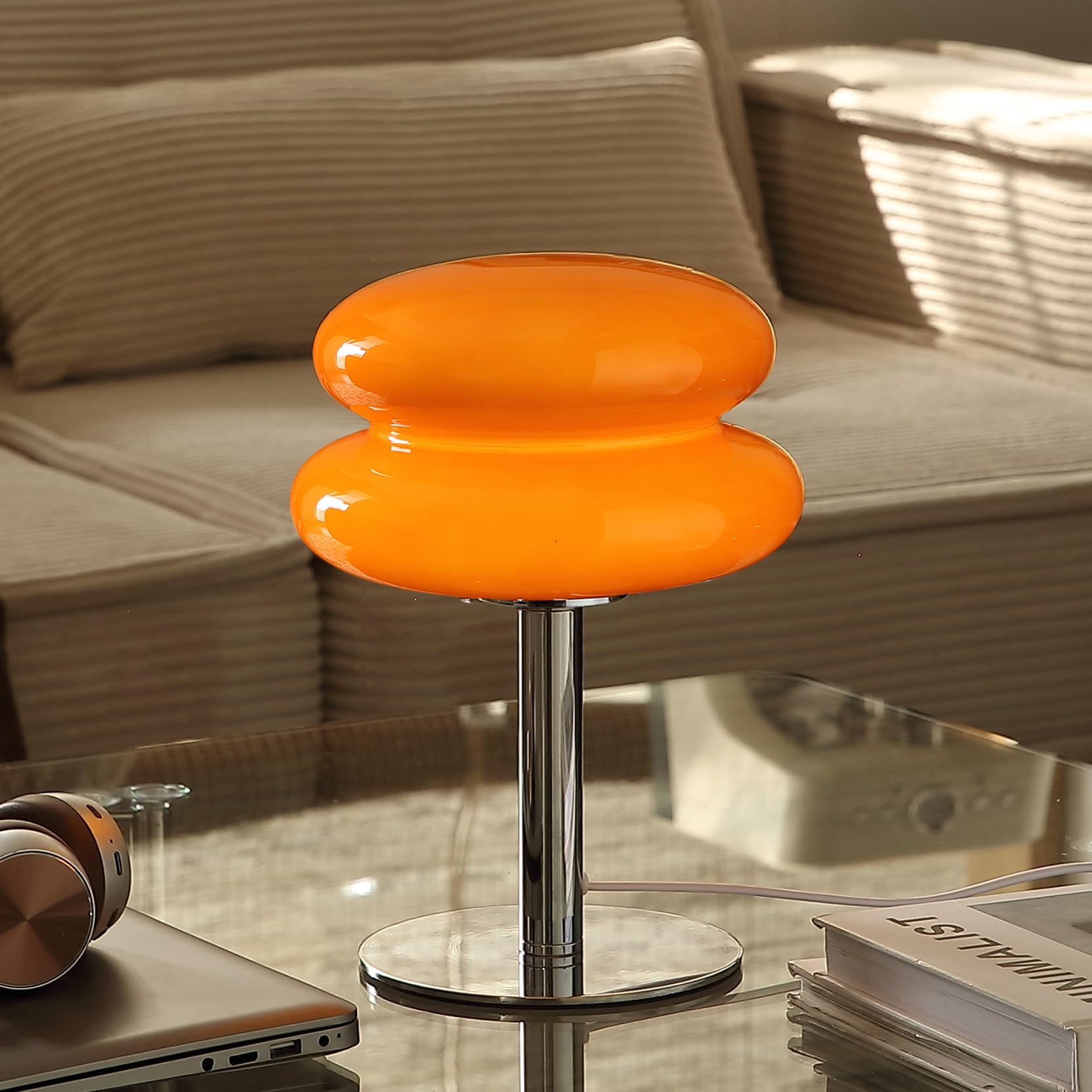 Glass Mushroom Lamp with Dimmable Light
