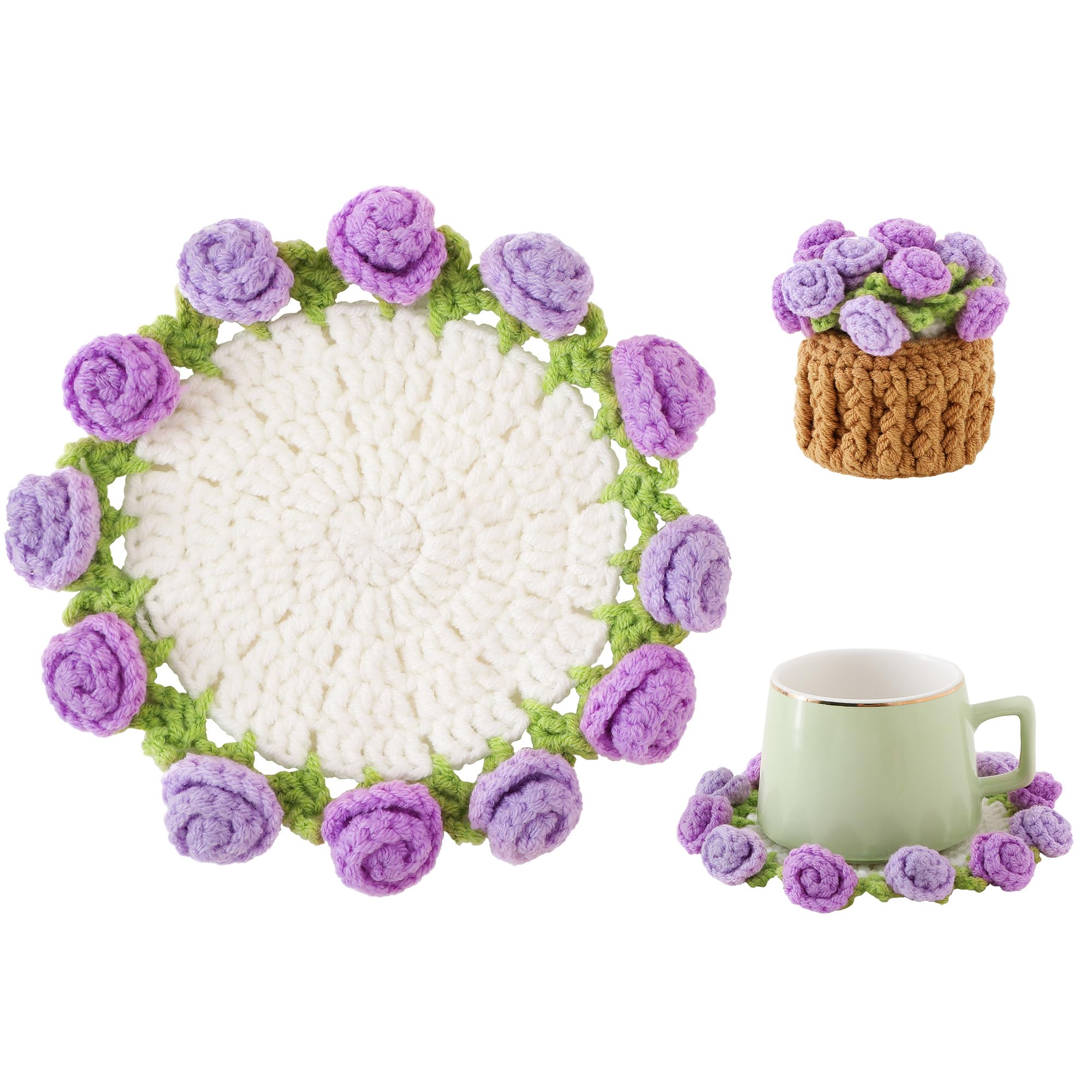 Crochet Rose Coasters