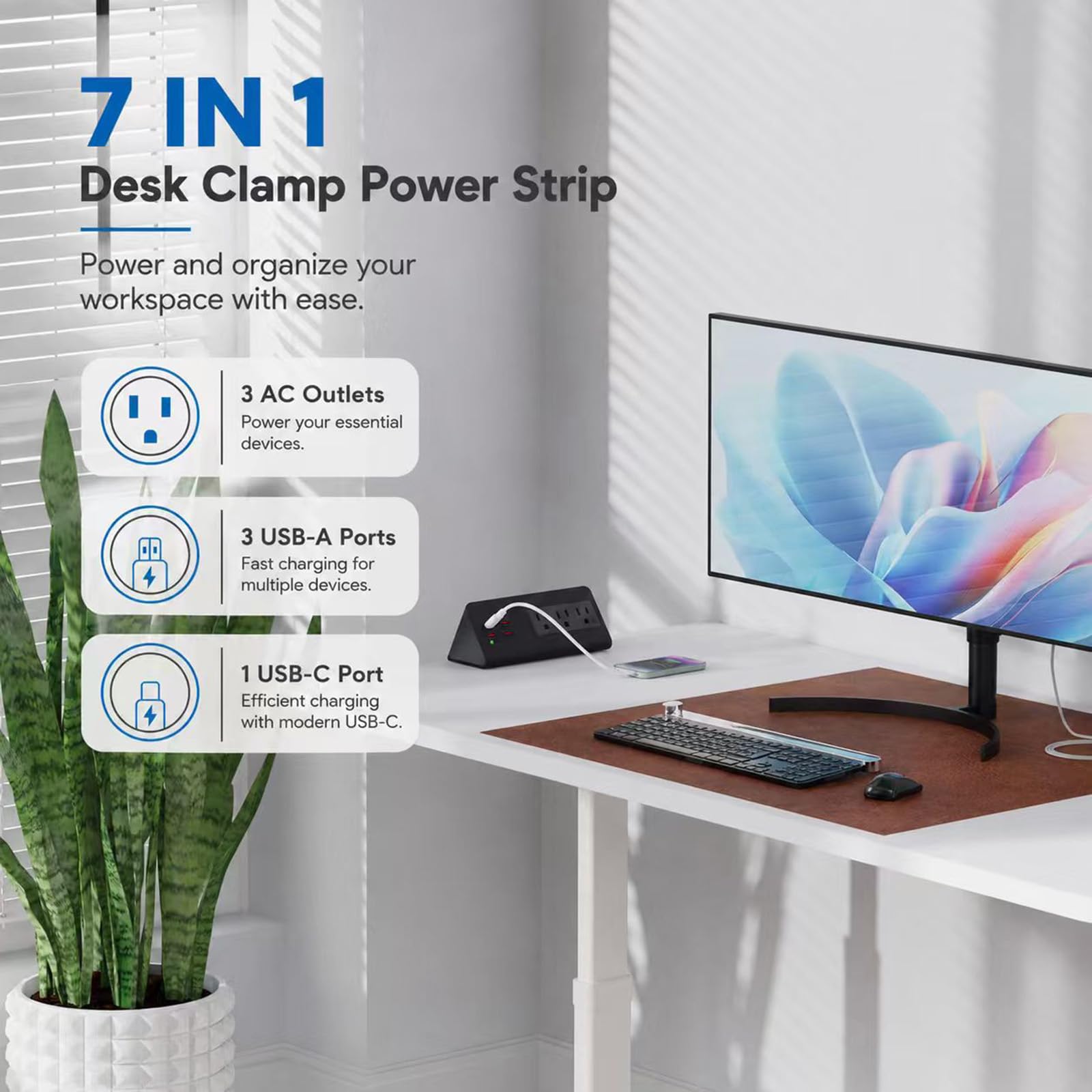 Office Object™ Desk Clamp Power Strip