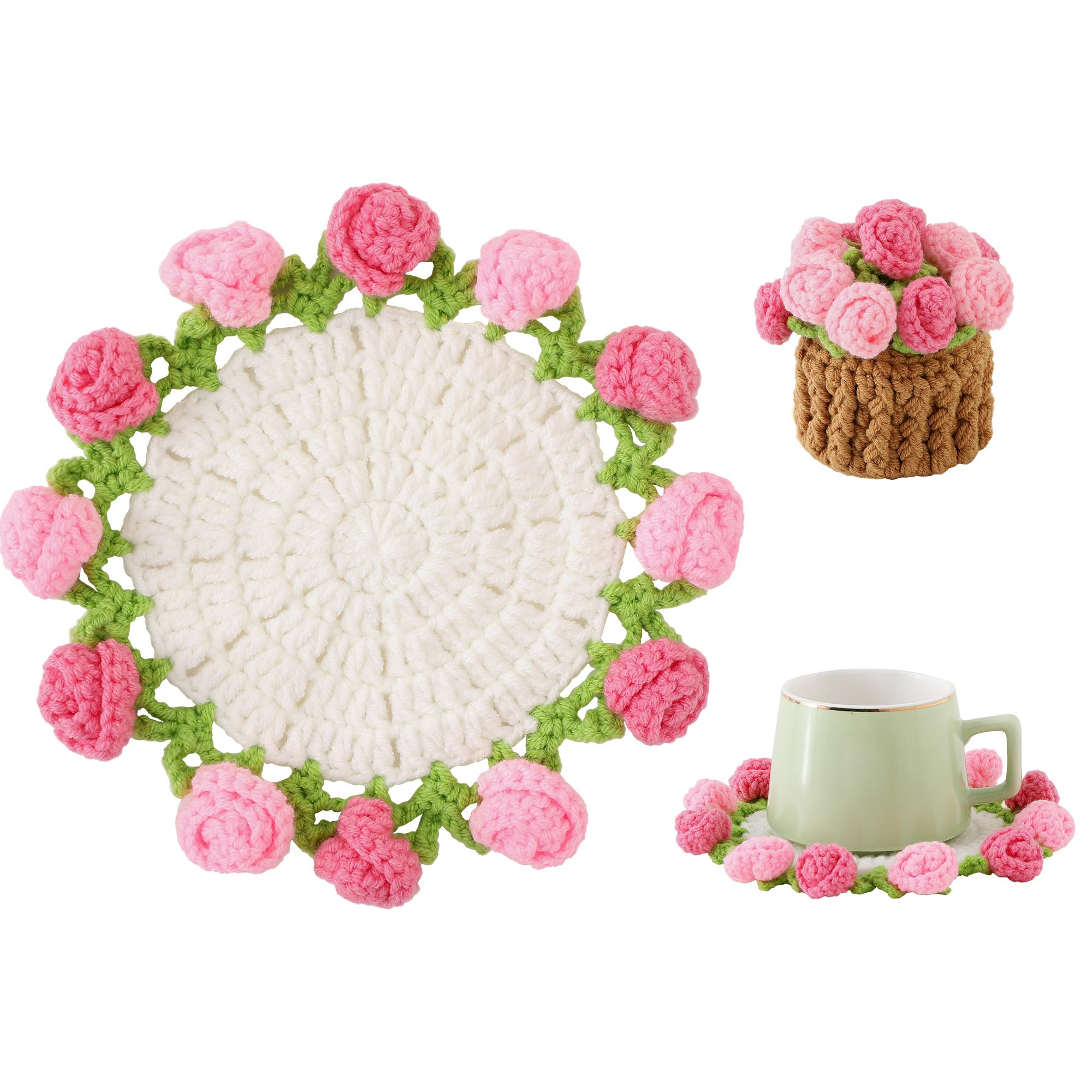 Crochet Rose Coasters