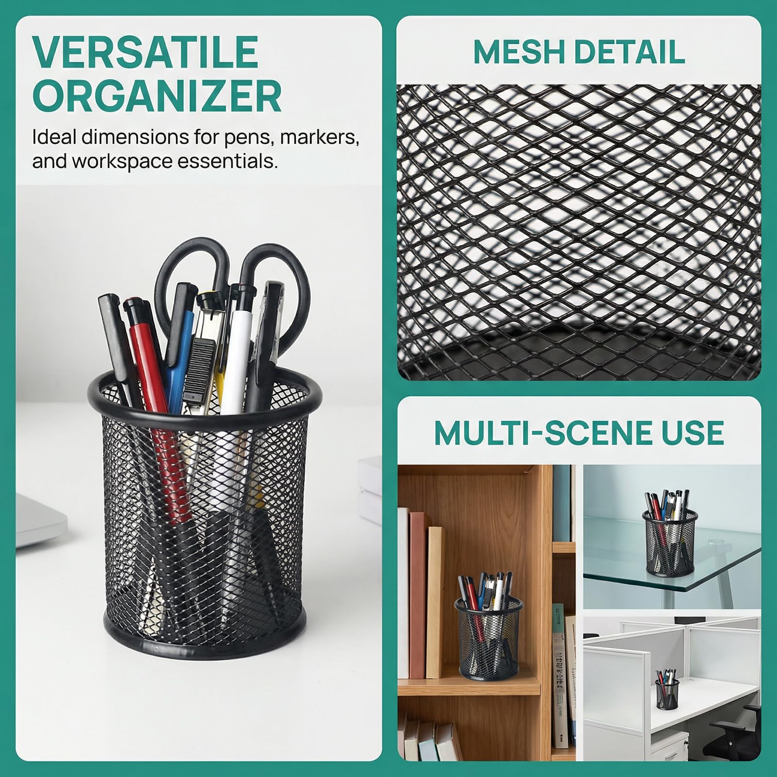 Black Pen Holder Cup for Desk