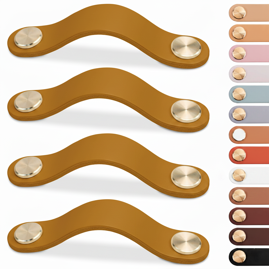 Luxury Leather Cabinet Drawer Pulls (4Pcs)